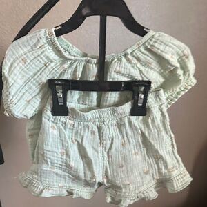 Light Green Baby Top with Ruffle Hem